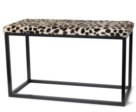 Skinnwille pall Palle M leopard/svart L60xD35xH50