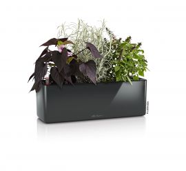 Självvattnande Blomlåda Cube Glossy Triple 40cm grå