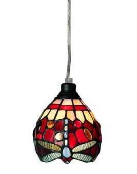 Nostalgia Design Trollslända Tiffany fönsterlampa röd 13cm