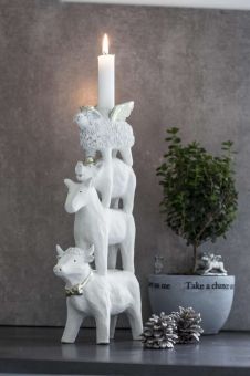 Ljusstake "Take a chance on me" vit, 32cm
