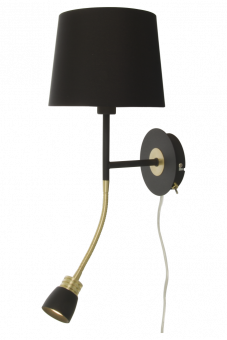 Eketorp Vägglampa svart/matt mässing 43cm