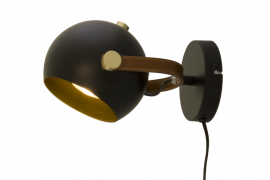 Bow Vägglampa svart/matt mässing 24cm