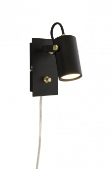 Cilindro Sänglampa svart/matt mässing 15cm