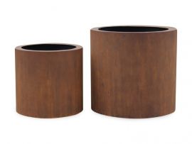 Ensi krukor corten hög rund 2-set rost