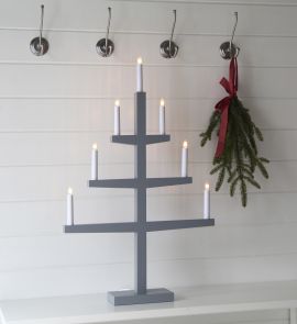 Tripp 7L träljusstake, grå