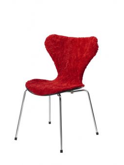 Stolsöverdrag i fårskinn till Sjuan stol 50x80cm ruby