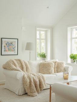 Fårskinnspläd imitation Wooly beige 120x180 cm