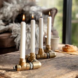 Ljusstake Oxberg mässing/stålgrå - 4st ljus