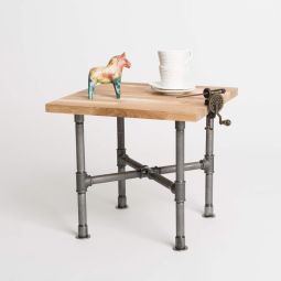 Sidobord 50x50X47cm stålgrå/oljad ek