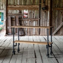 Avlastningsbord på hjul 115cm mattsvart/oljad ek