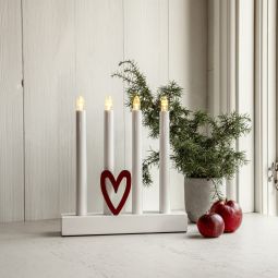 Hilma Elljusstake 4L med hjärta vit 24cm