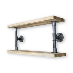 Hyllkonsol mattsvart dubbel h29cm 1-par