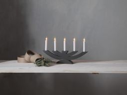 Navida ljusstake mörkgrå i trä 42cm