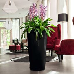 Rondo självvattnande svart kruka höjd 75cm