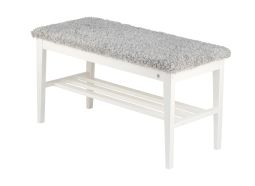 Oscarssons Möbel Nadja Hallbänk vitlack fårskinnslook ljusgrå