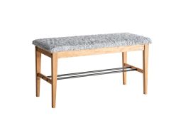 Oscarssons Möbel Cora Sittbänk 90cm oljad ek/fårskinnslook ljusgrå