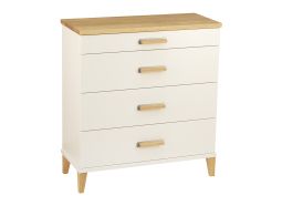 Oscarssons Möbel Malva byrå bred 4 lådor vit / vitpigment ek