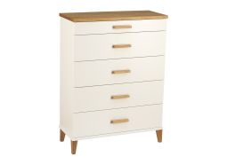 Oscarssons Möbel Malva byrå bred 5 lådor vit / oljad ek