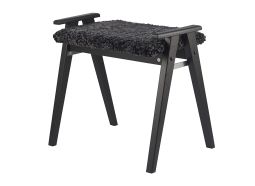 Oscarssons Möbel Alme Hallpall svartbetsad ek fårskinn mörkgrå