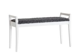 Oscarssons Möbel Meja Hallbänk vitlack fårskinnslook mörkgrå