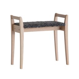 Oscarssons Möbel Meja Hallpall vitpigmenterad ek fårskinnslook mörkgrå