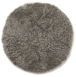 Skinnwille fårskinnsdyna rund Curly natural/grå 34cm