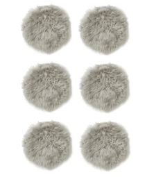 6-pack Fårskinnssits rund Gently 34cm silverbeige Kampanj